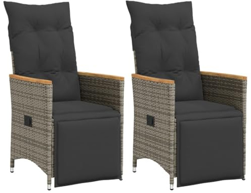 Festnight 2er Set Gartenstuhl mit Fußteil Gartensessel Verstellbar Hochlehner Rattan Sessel Stuhl Liegestuhl Garten Gartenmöbel Rattanmöbel Balkon Stühle 2er Set