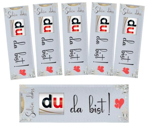 24 Stück Schön, dass du da bist Gastgeschenk für Schokolade Verpackung, Hülle Filz Gastgeschenke Kommunion Konfirmation, Weiß