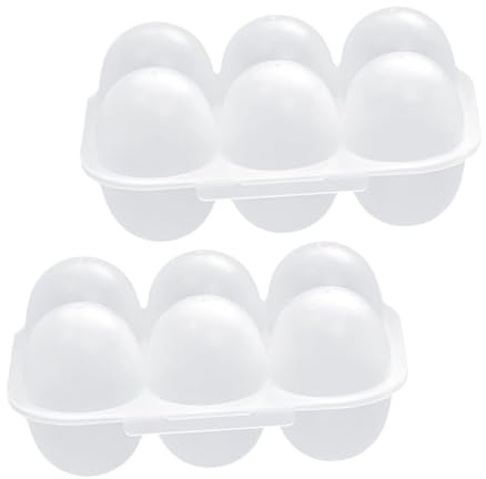 Contenedor de Huevos para Refrigerador de 6 Compartimentos | Plástico, 2 Piezas, con Tapa, Diseño de 6 Rejillas, Uso en Despensa y Nevera