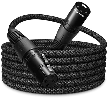 Cavo per microfono XLR – Cavo audio bilanciato di grado professionale con doppia schermatura nucleo in rame Hi-OFC, bassa capacità, design durevole MIL-Spec – maschio a femmina per studio, mixer