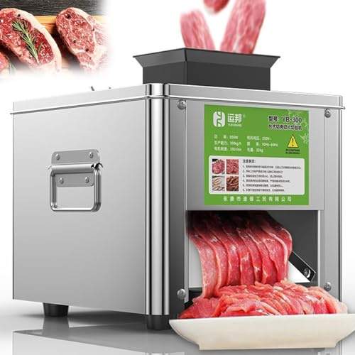 MINHUIJIHUI Trituradora de Carne Industrial 850W Premium - Máquina Cortadora Eléctrica, 150kg/h para Verduras Blandas/Carnes, Tritura en Cubos/Tiras, Operación Vertical, Restaurantes/Carnicerías