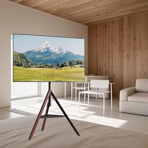 Supporto per TV - Treppiede per TV a Schermo Piatto/Curvo da 32-75 Pollici, Supporto per TV da Pavimento con ripiano, Altezza Regolabile e Girevole, capacità di carico Fino a 50 kg