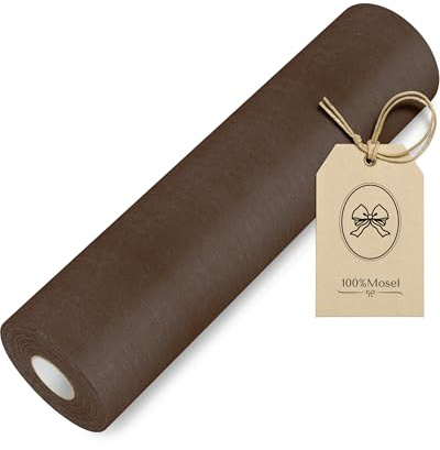 100%Mosel Vlies Tischläufer, in Schokoladen Braun (30 cm x 25 m), Tischband | Edle Tischdeko für Hochzeit und Herbst-Geburtstag – Meterware von der Rolle, zuschneidbar