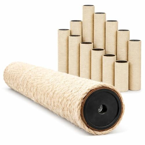 eyepower Sisal Ersatzstamm für Kratzbaum - 45 cm Ø 9,2 cm M10 - Pfotenfreund Kratzstamm rund Ersatzteil für Katzen - 100% Natur Ersatz Sisalstamm für Katzenbaum - Kratzsäule Sisalsäule Katzenkratzbaum
