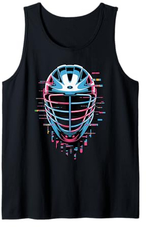 Glitch Art Casco Jugador De Lacrosse En Campo Camiseta sin Mangas