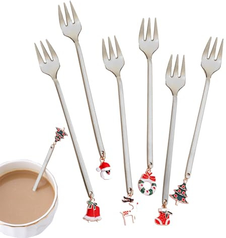 Cucchiai di Natale in acciaio inossidabile, Set di cucchiai natalizi in acciaio inossidabile - Cucchiai da caffè Cucchiai da caffè Cucchiai da caffè 6 pezzi | Cucchiai da tavola per uso alimentare per