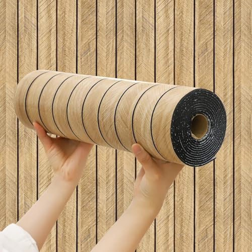Wood Slat Peel and Stick 3D Wall Panel -23.6x118Soundproof Self-Adhesive Wall Sticker, Removable Thick PVC Slat Contact Paper for Kitchen, Bedroom,Ceiling Wall Decoration(Dark Brown,19.4Sq.ft)