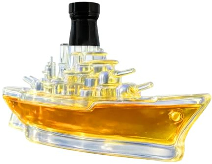 Botella De Licor De Vidrio - Frasco Vacío Warship De 350 Ml | Botellas De Vino, Recipiente De Vidrio De Whisky De Diseño Encantador Para El Hogar, Bar, Cumpleaños, Reunión De Vacaciones, Reunión De Ne