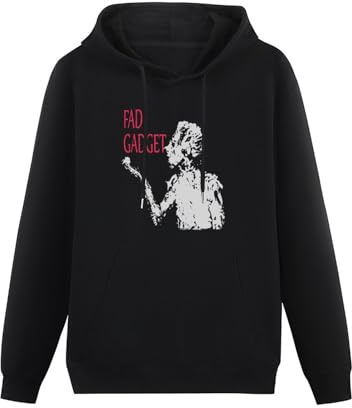 XIASHUN Fad Gadget Hoody Unisex Ptinted Hoodies Long Sleeve Men's Hooded with Pocket Black L