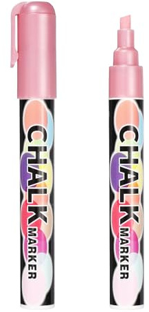 PATIKIL Pennarelli A Gesso Liquido 6mm, 2 Pezzi Pennarelli Per Lavagna, Penne A Gesso Cancellabili Con Punta Larga E Sottile Per Lavagne Finestre Specchietti Auto Vetro, Rosa Oro