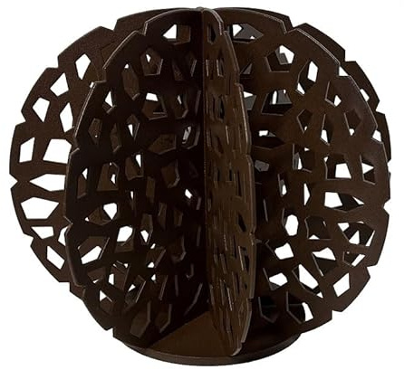 t1t Cactus Décoratif en Acier, Motif Ajouré, Brun Rouille, 25 x 21,5 cm, Style Extérieur, Design Boule, Fabrication Artisanale Française, sans Assemblage Requis