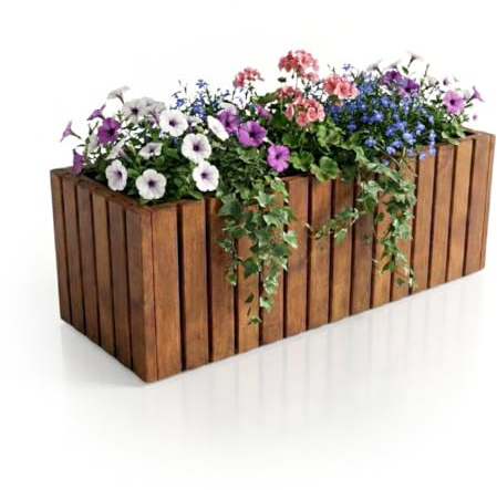 Mega Holz Pflanzkübel TAVO35 116x37x35 cm - Wetterfester Blumenkasten aus imprägnierter Kiefer für Garten, Balkon & Terrasse - Kräuterbeet aus witterungsbeständigen Holz für Innen- & Außenbereich
