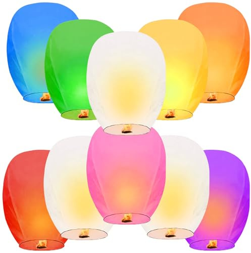 Biodegradable Memorial Lanterns for Weddings, Birthdays, Memorial Services & Parties - Easy to Release Wish Lanterns(9 Packs)