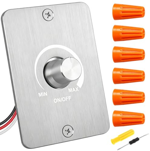 Acmerota DC 12V Dimmer Switch PWM LED Dimmer Switch Low Voltage Switch Rotary Knob Push ON OFF Install for Campervan RV Boat Truck Caravan Trailer with 6 Terminal Caps (White)