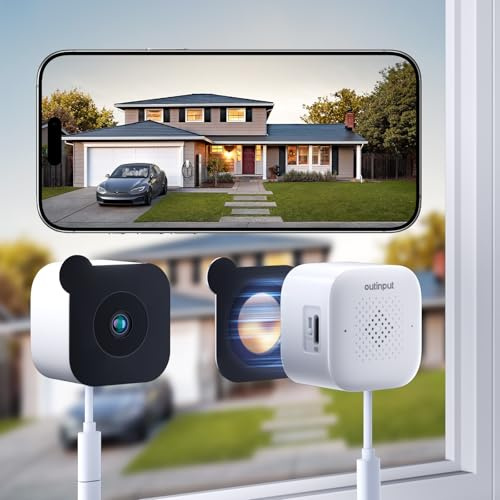 Outinput 3MP 2K Indoor Window Camera - 2.4GHz & 5GHz WiFi Window Cameras for Home Security Looking Outside with AI Color Night Vision, Person & Motion Detection, Anti-Glare, Anti-Reflection (2 Pack)