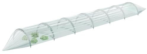 KOTARBAU® Låg folietunnel, miniväxthus 30 x 360 cm, PVC | Folieväxthus för jordgubbar och sallad, växthusfolie + bågar, robust och hållbar, PVC, grön