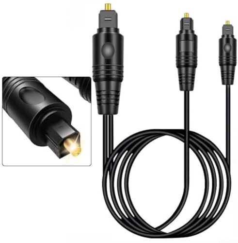 Sdoppiatore audio ottico digitale 1x2 SPDIF cavo in fibra ottica per Home Theater, lettore, soundbar e cuffie, con supporto audio Hi-Fi Lossless (1,5 metri)