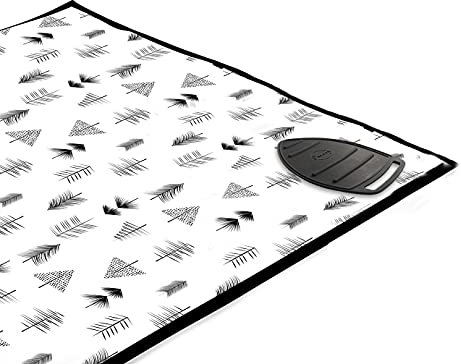 Encasa XO Ironing Mat/Pad (120x70 cm) with 3mm Padding & Silicone Iron Rest for Steam Pressing on Tabletop or Bed - Heat Resistant, Portable, Quilting & Travel Blanket - Black Arrow