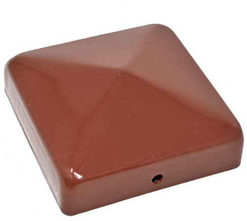 6 x 75mm x 75mm (3 x 3) Metal Pyramid Red Fence Post Caps