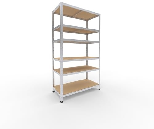 shelfplaza Home 180x100x50cm Schwerlastregal verzinkt mit 6 Böden x 145kg | Kellerregal · Lagerregal · Metallregal · Regale für Kellerraum · Steckregal · Abstellraum Regal