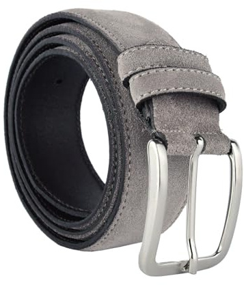 GRESEL Gürtel aus echtem Wildleder für Herren und Damen, Echtleder, Made in Italy, verstellbar, 3,5 cm Breit