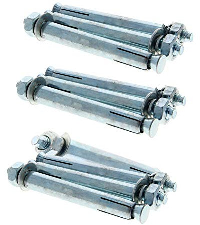 MroMax M10 x 120 mm Hülsenanker Sechskantmutter Expansionsschrauben Schrauben Kohlenstoffstahl verzinkt 10 Stück