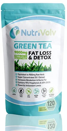 Green Tea Extract Supplement 9000mg maintaining a Healthy Metabolism, Cardiovascular System, and Immune System, Perfect for Weight Loss, Slimming Aid, & Detox | 120 Capsules