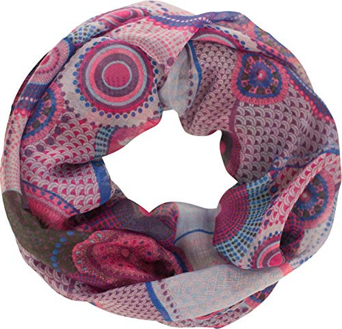 fashionchimp Damen-Loop mit Kreis-Muster, Psychedelic-Print, Schlauchschal, Sommer-Schal für Damen