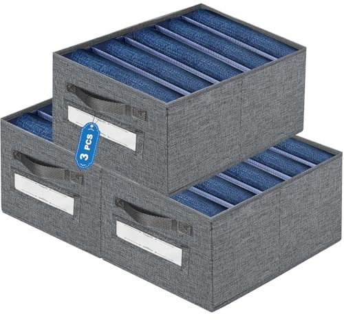 VERONLY Schrank Kleiderschrank Organizer Stapelbar, 3 Stück Faltbare Ordnungssystem Kleiderschrank Schubladen Organizer Kleidung für Hosen, Jeans,unterwäsche, T-Shirt, Hemd, Pullover(Grau)
