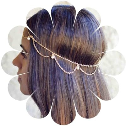 Inilbran Boho Quastenkopfkette Perlenquaste Haarkette Perlenanhänger Kopfkette Kopfschmuck Baumeln Perlen Festivalhaar Stirnband Haarschmuck Für Frauen Und Mädchen