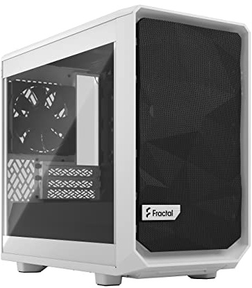 Fractal Design Mini ITX Meshify 2 Nano – High Airflow Gaming Chassis, White TG Clear Tint, Supports GPUs Up to 306mm, Modular Interior