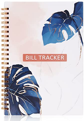 Bill Payment Tracker. A5 Notebook Bill Planner with Spiral Binding and Back Pocket – Home Finance & Bill Payment Organizer, Logbook, Monthly Bill Organizer Notebook