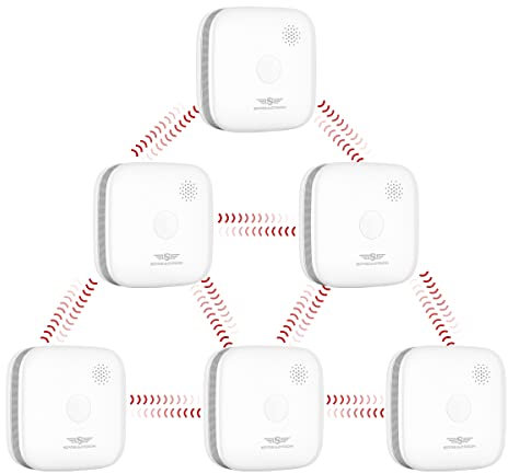 SPREADTRON Wireless Interlinked Smoke Alarm, Interconnected Fire Alarm, Smoke Alarms for Home, with EN14604, CE Certified, Replaceable Battery-Operated