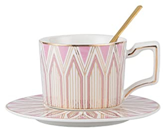 Mugs Coupe de café en céramique et soucoupe européenne lumière de luxe maison café tasse de tasse de thé britannique de thé de thé de thé de thé britannique Tasse à café (Color : A)