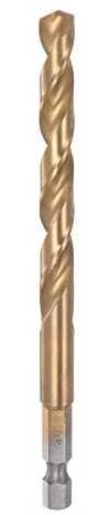sourcing map 1/4 Hex Shank Drill Bit 8mm Titanium Drill Bits Set M35 High Speed Steel Twist Drill Bit 105mm Long Fully Ground for Wood, Stainless Steel, Metal, Plastic Plastic