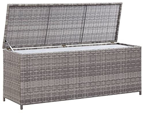 Keketa Gartenbox Auflagenbox Kissenbox Garten Gartentruhe Aufbewahrungsbox Kissentruhe Gartentruhe für Balkon Garten Terrasse Grau 150x50x60 cm Poly Rattan
