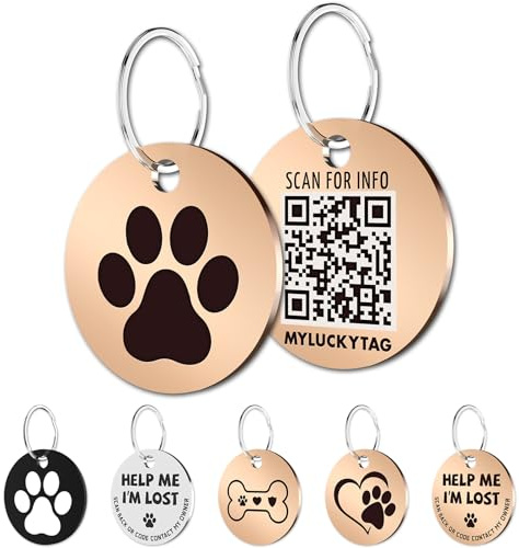 MYLUCKYTAG Erkennungsmarken aus Edelstahl mit QR-Code – Scannen für sofortige Haustierstandort-Benachrichtigungen