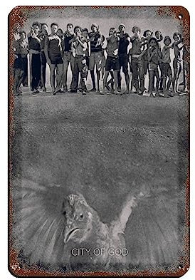 KOURT Vintage Filmplakat, Motiv: Stadt Gottes, Vintage-Stil, Metall, Pub, Club, Café, Bar, Zuhause, Wandkunst, Dekoration, Poster, Retro, 20 x 30 cm