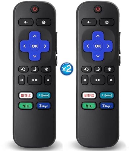 2Pcs Replacement Remote Control Compatible for Roku TV, Universal Remote Fit for Hisense/Onn/TCL/Sharp/Element/Philips/Hitachi/JVC/RCA/Insignia/Sanyo/LG RokuSeries Smart TVs (Not for RokuStick & Box)