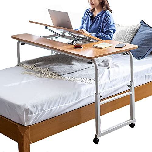 JACCOS Betttisch mit Rollen, Betttisch mit Rädern, verstellbarer Schreibtischwinkel und Höhe, geeignet für Krankenhausbett, Zuhause, Familie, tägliche Entspannung, Arbeit, Unterhaltung, Betttisch