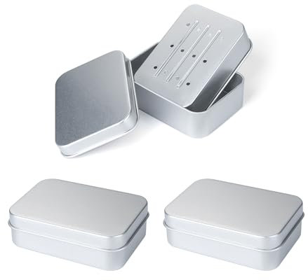 3 jaboneras de aluminio, jabonero con malla de drenaje, impermeable para viajes, cuadrada con red de drenaje, escurrible (plata)