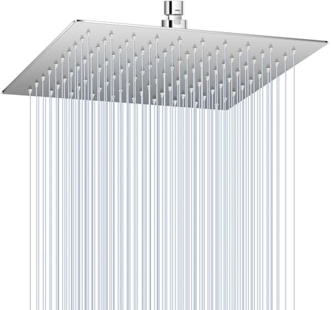 KINLIV 25CM Duschkopf Regendusche Groß Poliertes Chrom, 304 Edelstahl Wasserfall Duschkopf Wassersparend, Mit 121 Anti Kalk Düsen, 360° Verstellbarer 10 Zoll Deken Regenduschkopf