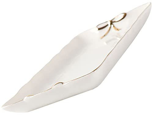 ORFOFE Plat à Bijoux en Céramique Blanc Élégant et Multifonctionnel Décor Doré, Assiette de Rangement pour Exposition Artisanale et Événements Festifs