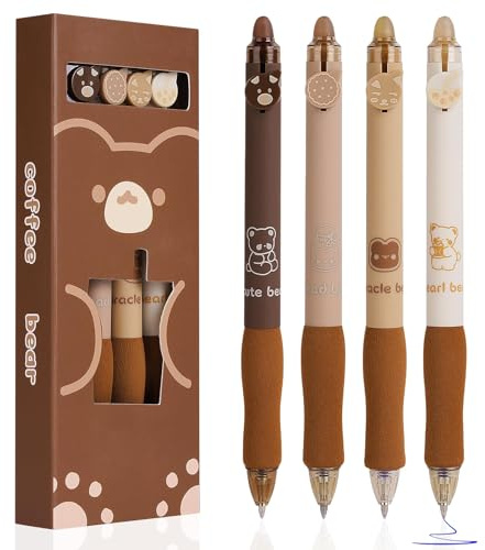OFFCUP Set di 4 Penne Gel Cancellabili, Penne Cancellabili,Punta 0,5 mm, Scrittura Chiara e Lisciaper Scuola, Forniture Scolastiche & Regalini Compleanno Bambini