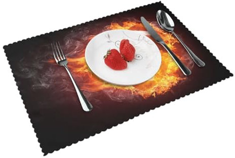 American Football im Feuer,Tischsets, 4er Set, waschbar, Platzsets für Esstisch, hitzebeständig, Tablettmatten, 30x45 cm