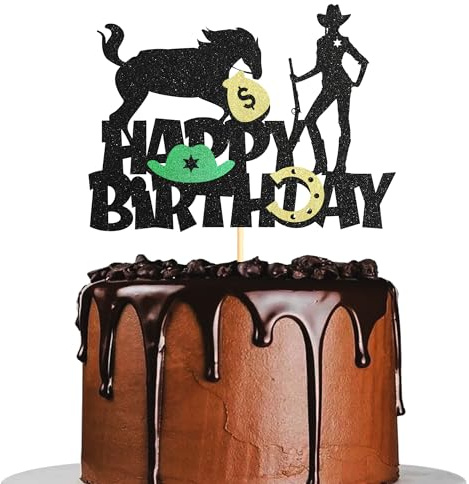 Sotpot 1PC Cowgirl Happy Birthday Cake Topper for Western Rodeo Theme Girls Birthday Party Cake Decorations