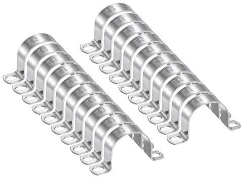 sourcing map 10pcs 1 3/4 Inch 45mm Conduit Clamps, M45 U Tube Pipe Clamp, Stainless Steel Rigid Pipe Strap, U Shaped Bracket with Two Hole for Pipe Tube Hose Wire Cord,Thick