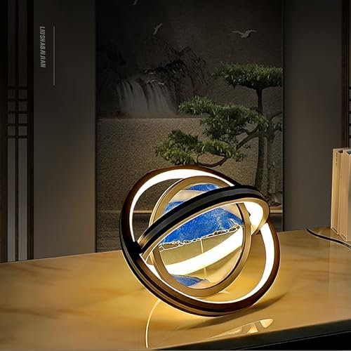 MYBSXKEOZ Cadre Sable Mouvant 3D Art du Sable en Mouvement 3D Rond À 360° Cadre Sablier Relaxant Lampe De Peinture De Sable Qui pour Adultes La Décoration De Bureau À Domicile(Blue)
