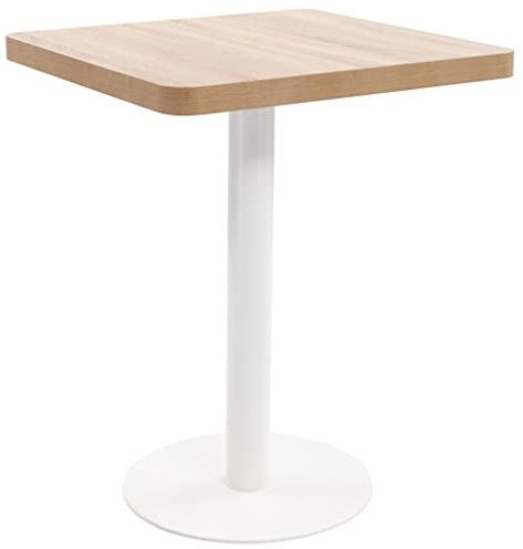 CINDERFUL Bistrotisch Hellbraun 60x60 cm MDF,Romantischer Bistrotisch aus MDF mit Holzmaserung und Stahlbeinen für Zuhause, Restaurant oder Bar Gartenmöbel & Zubehör Tische