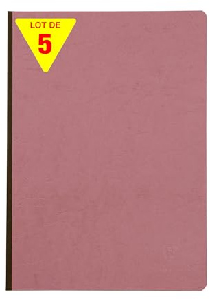 Clairefontaine 791426Cpack - Packung 5x Notizbücher Kladde Age Bag, DIN A4 21x29,7cm, Leinenrücken, 96 Blatt kariert 90g, Altrosa, 1 Pack